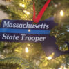 Massachusetts-Shaped State Trooper Ornament