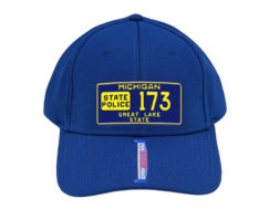 Michigan State Police - License Plate Cap - Blue w/ Yellow Border