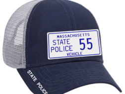 Massachusetts State Police - License Plate Trucker Cap - White/Blue